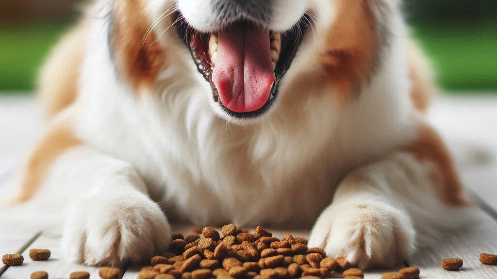 imagen de un perro con sus croquetas para perros adultos