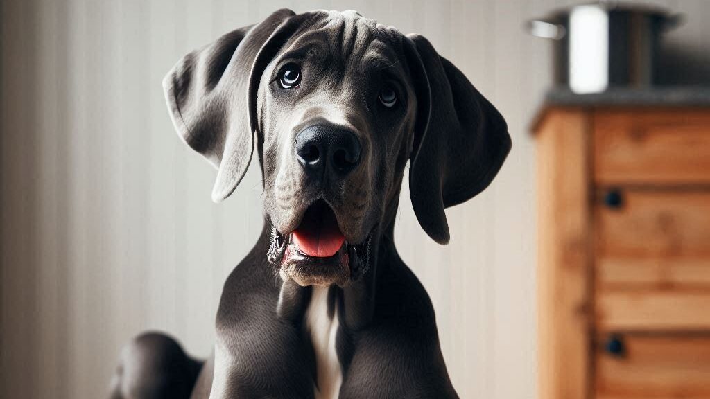 imagen de un perro gris que representa el alimento para perros raza grande