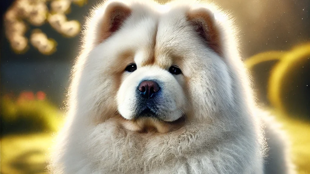 imagen de perro chow chow blanco