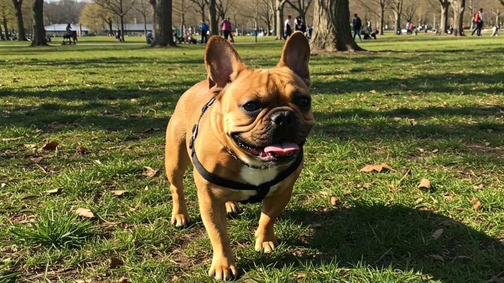 imagen de perro bulldog frances en el parque