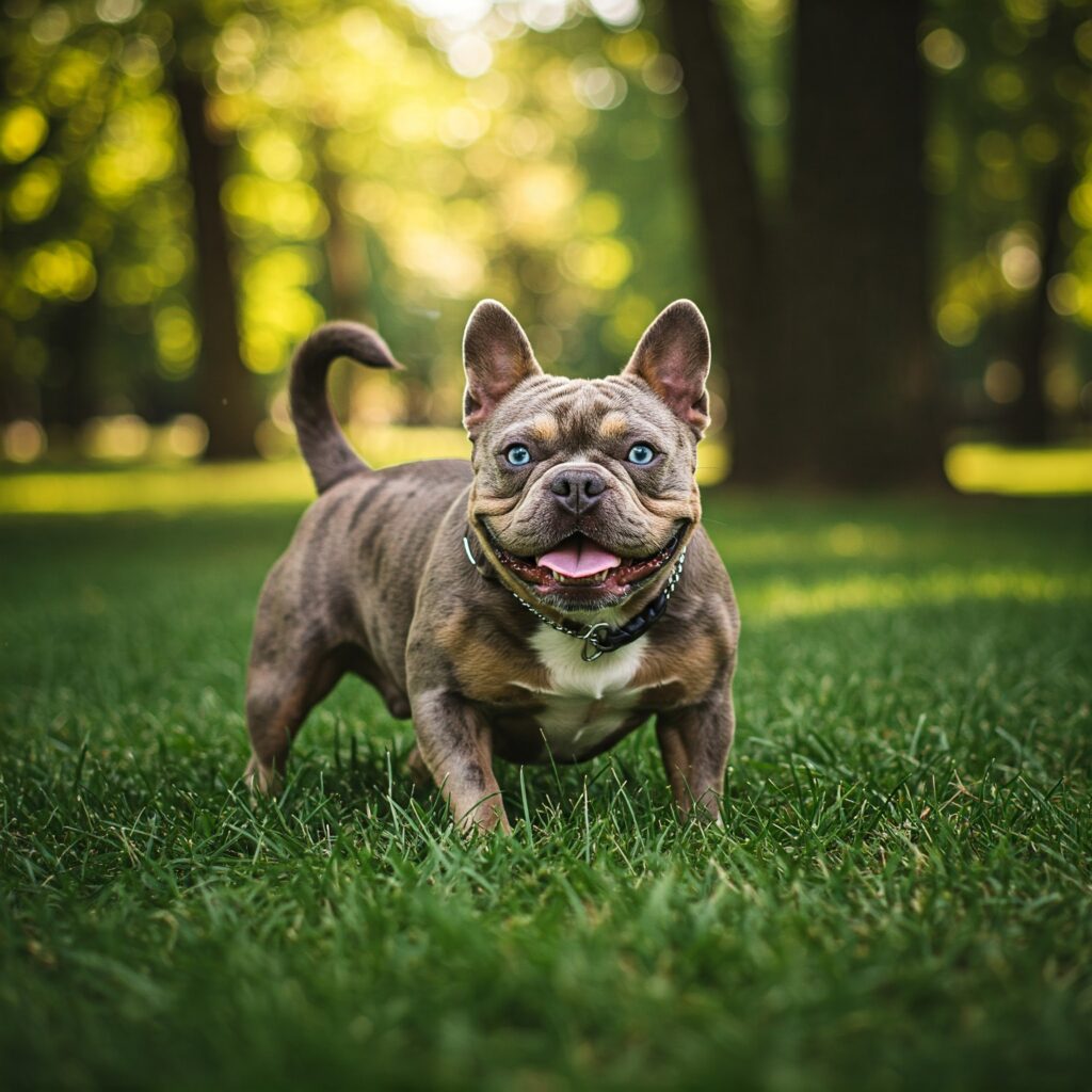 imagen de perro bulldog frances exotico en el parque