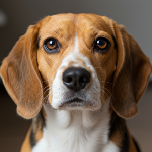 imagen de frente de un hermoso perro beagle