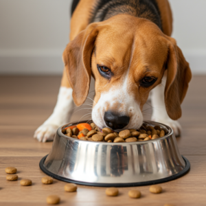 imagen de un perro Beagle comiendo