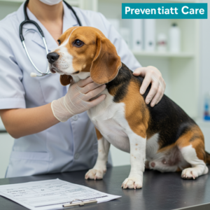 imagen de un perro Beagle en el Veterinario