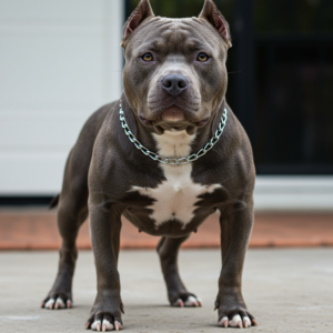 la imagen muestra a un perro pitbull Blue mirando de frente a la camara